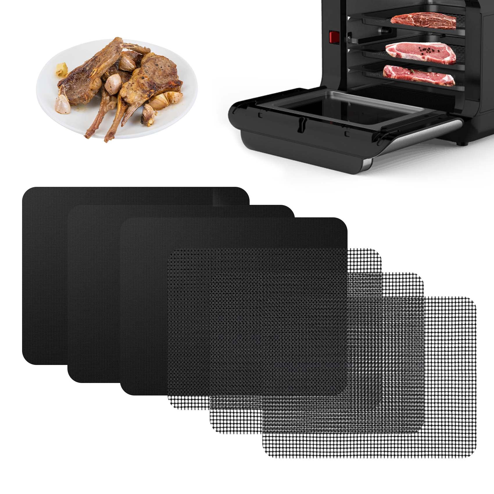 Photo 1 of 3x Air Fryer Oven Liners + 3x Mesh Grill Mats Compatible with Instant Vortex Pro Plus 10Qt, 9"x10" Reusable Liner for Bottom of Oven, Non-Stick Air Fryer Toaster Oven Mat for Oven, Microwave