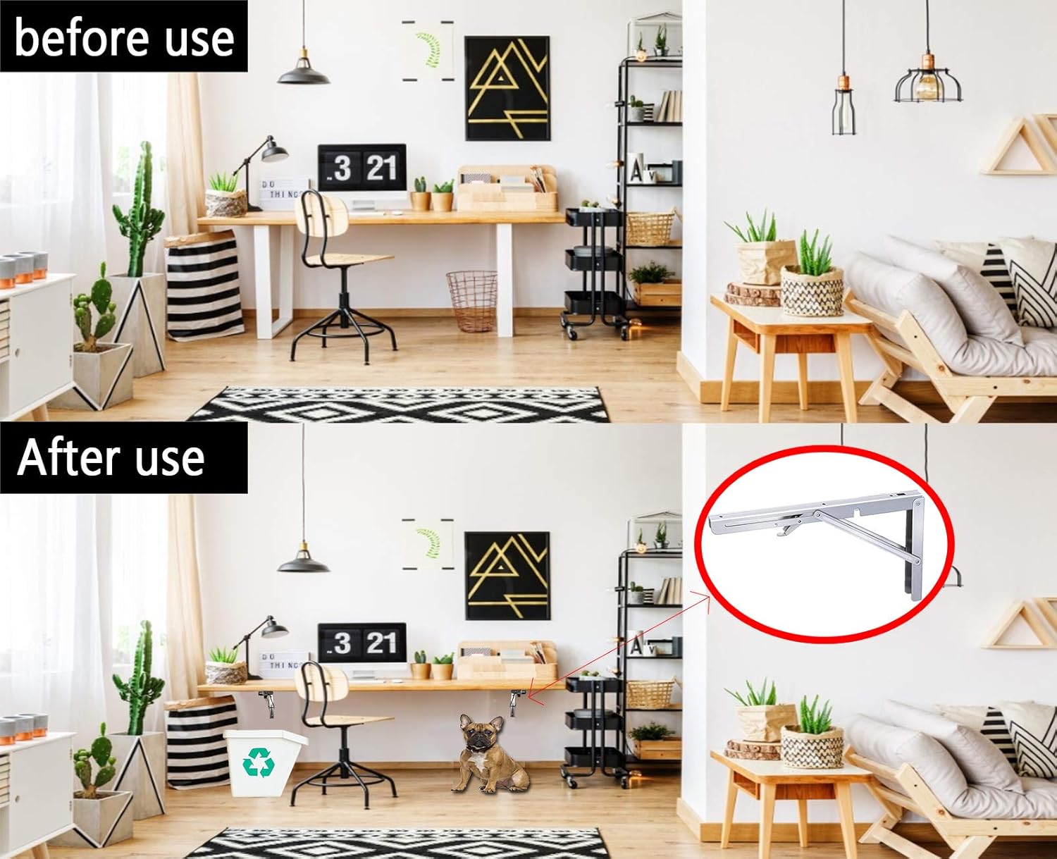YWD Folding Shelf Brackets,Heavy Duty Stainless Steel Collapsible Shelf Bracket Wall Mounted Triangle Brackets for Table Work Bench,Item Storage Rack, Space Saving Max Load 300 lb (16 Inch x 2Pcs): Home Improvement