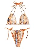ZAFUL Women Halter Bikini Swimsuit, Ribbed
