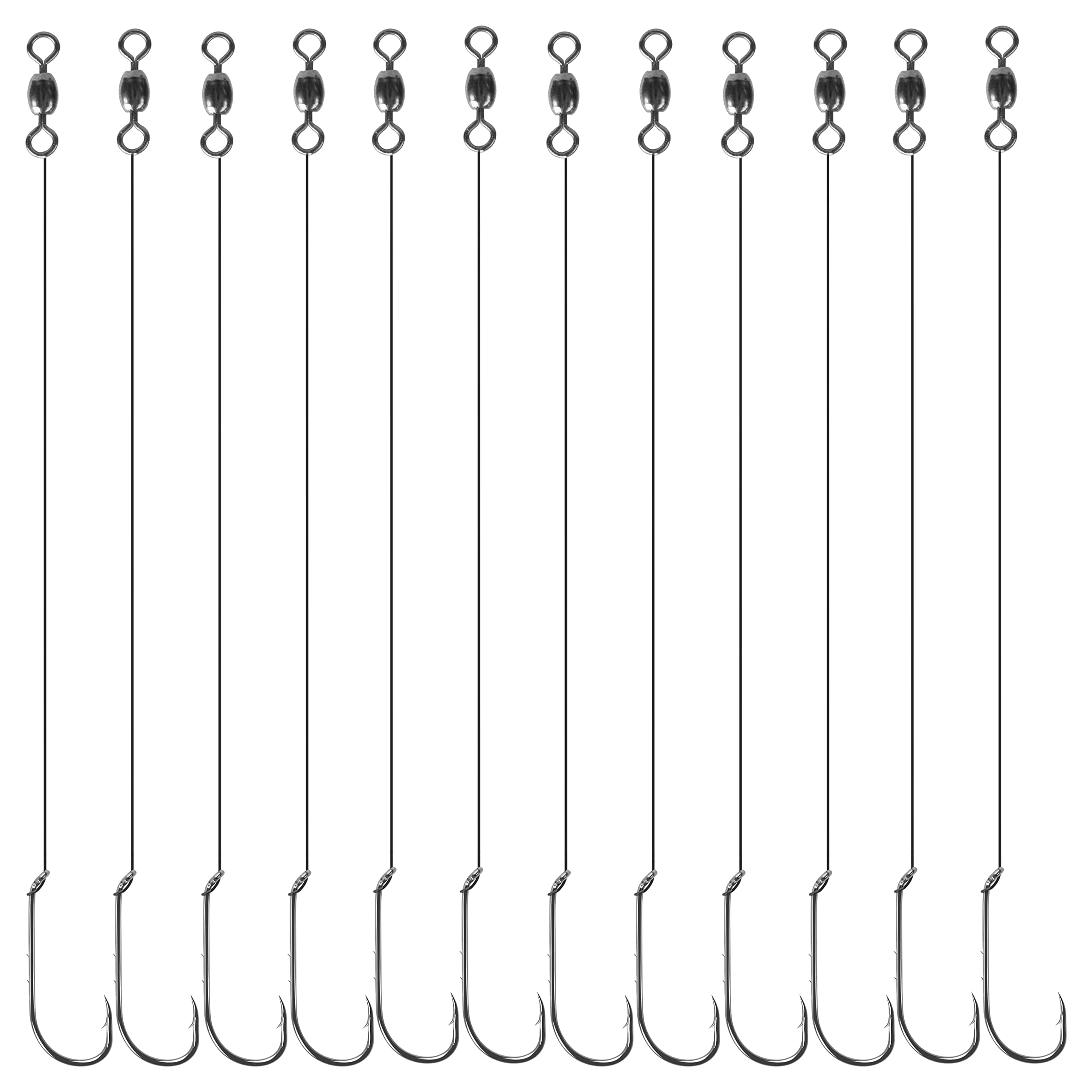Fishing Hook Wire Leader Rigs-12pcs Trace Wire Leader Rigs Nylon Coated Wire Line Baitholder Fishing Hooks Swivel Fishing Lure Bait Rigs Saltwater Freshwater Tackle(1/0)