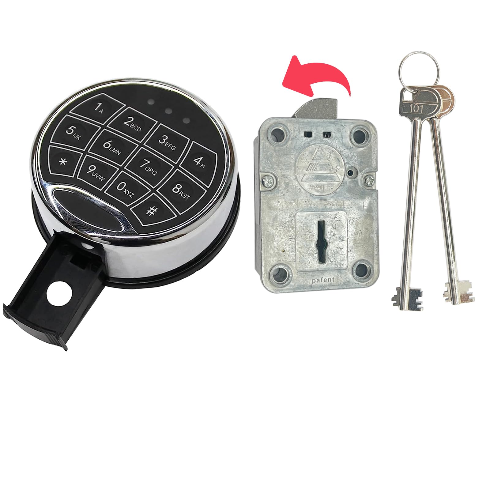 Photo 1 of WAH YUE HING Digital Electronic Keypad Lock for Safes, Gun Safe Lock Replacement, Time Delay Safe Lock Including 2 Emergency Keys for Locksmiths (Left Swing Bolt)