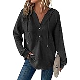 YLDBWDX Womens Waffle Knit Tops 2025 Fall Long Sleeve Lightweight Sweatshirt Casual Button Shirts Basic Pullover Blouses Tee