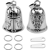 2 Pack Motorcycle Bell Guardian Angel Motorcycle Accessories Spirit Bells for Good Luck Good Luck Keychain and Drive Safe Pendant Accessories (Silver Guardian Angel)