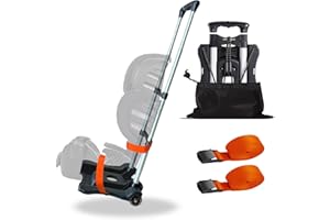 ZHTANGRUI Car Seat Travel Cart with Wheels - Folding Dolly Roller for Airport, Airplane, and Luggage - Portable Carrier with Backpack Strap and Trolley Design (Orange)