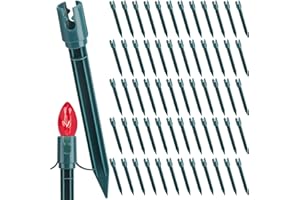 CLAPZOOKI 60 PCS 7.5 Inch Christmas Light Stakes Plastic Light Stake Yard Light Stakes for C7 C9 String Lights Holiday Universal Light Stakes for Christmas Decorations Garden Lawn