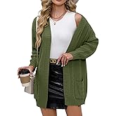 For G and PL Women's V-Neck Long Sleeve Cardigan Cable Knit Open Front with Pockets Sweater Outerwear