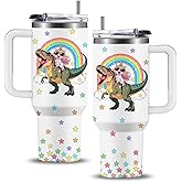 WWHSAI Dinosaur Tumbler with Straw 40oz, Dinosaur Gifts for Kids and Adults Girls Boys, Dino Birthday Christmas Decorations, Presents for Dinosaurs Lovers, Dino Gifts for Girls