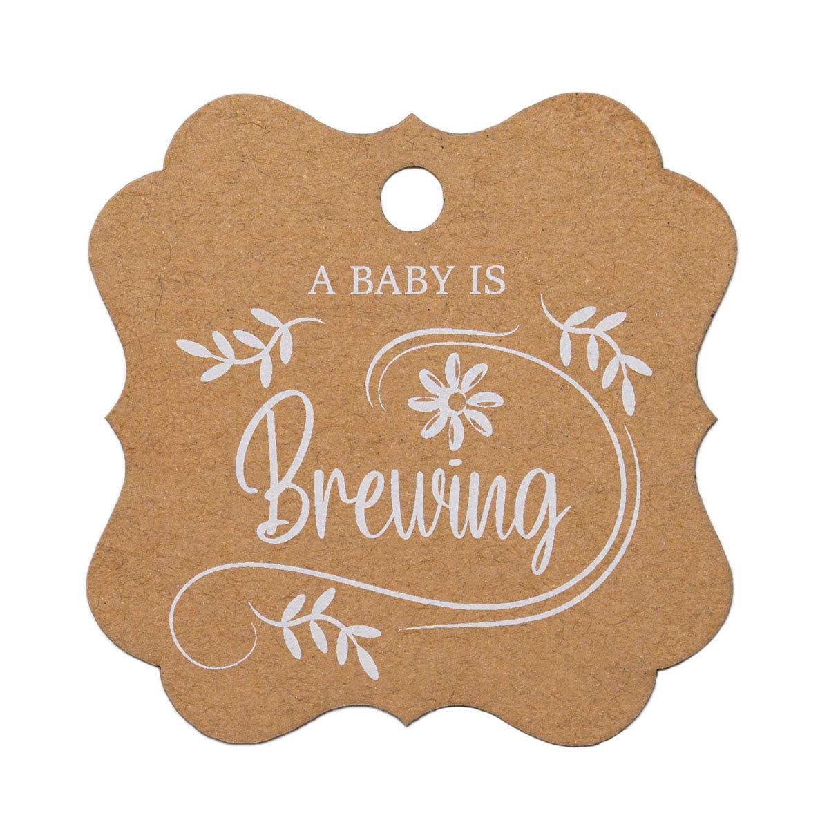 Summer-Ray 50pcs A Baby is Brewing Baby Shower Favours Gift Tags Thank You Tags (Kraft)
