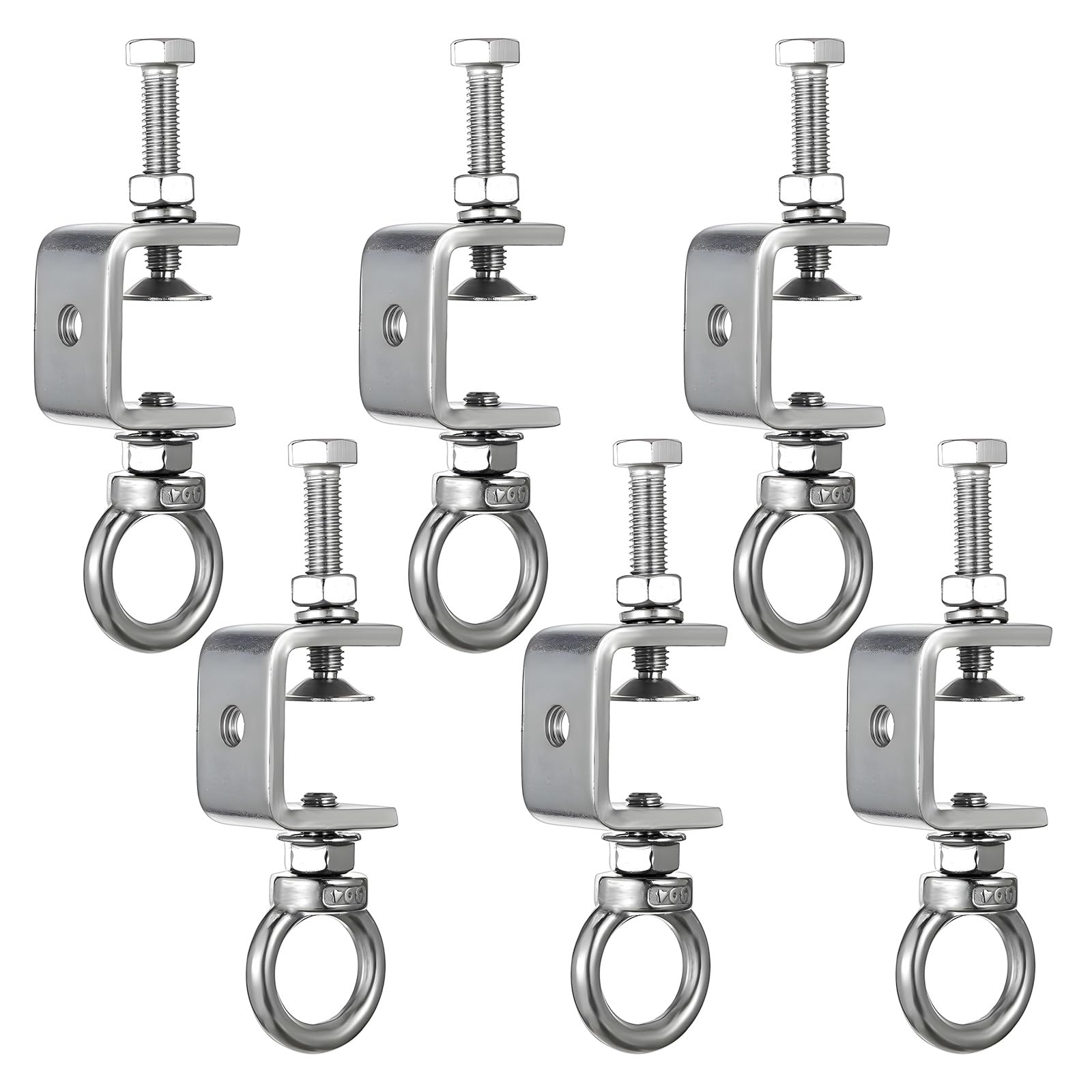 6 Pcs 1" 25mm C-Clamps, Stainless Steel Beam Clamp