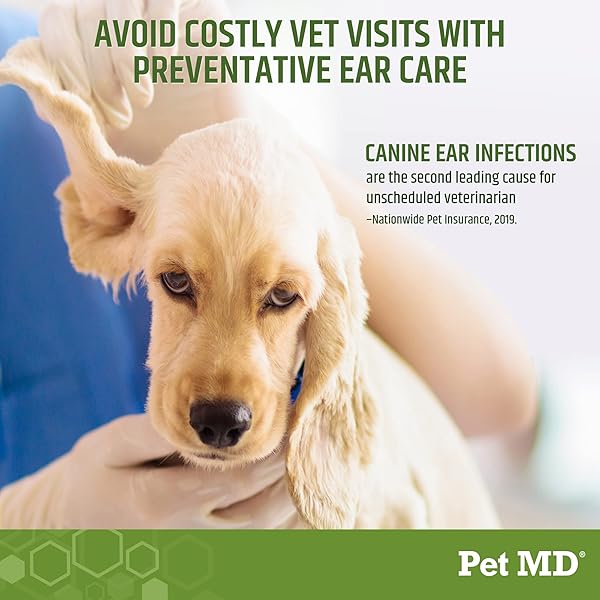 PET MD – DOG EAR CLEANER WIPES – OTIC CLEANSER FOR DOGS TO STOP EAR ITCHING, AND INFECTIONS WITH ALOE AND EUCALYPTUS – 100 COUNT