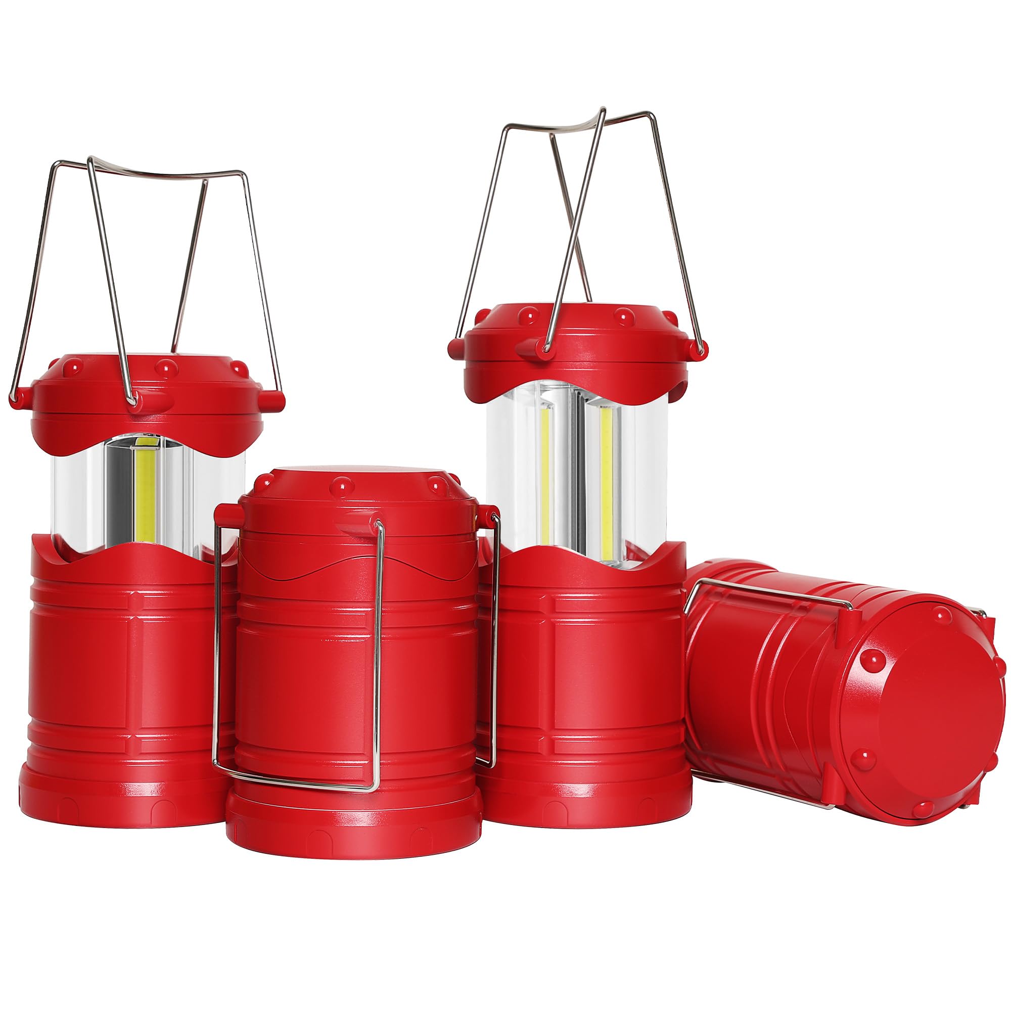 Photo 1 of Lichamp LED Camping Lantern, 4 Pack Battery Powered Flashlight for Power Outages, Portable Collapsible Hanging Light Essential for Home, Outdoor, Emergency Lamp Survival Kit Gear for Hurricane, Red