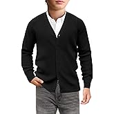 Haloumoning Boys Cardigan Sweater Kids Casual V Neck Button Down Uniform Sweaters 5-14 Years