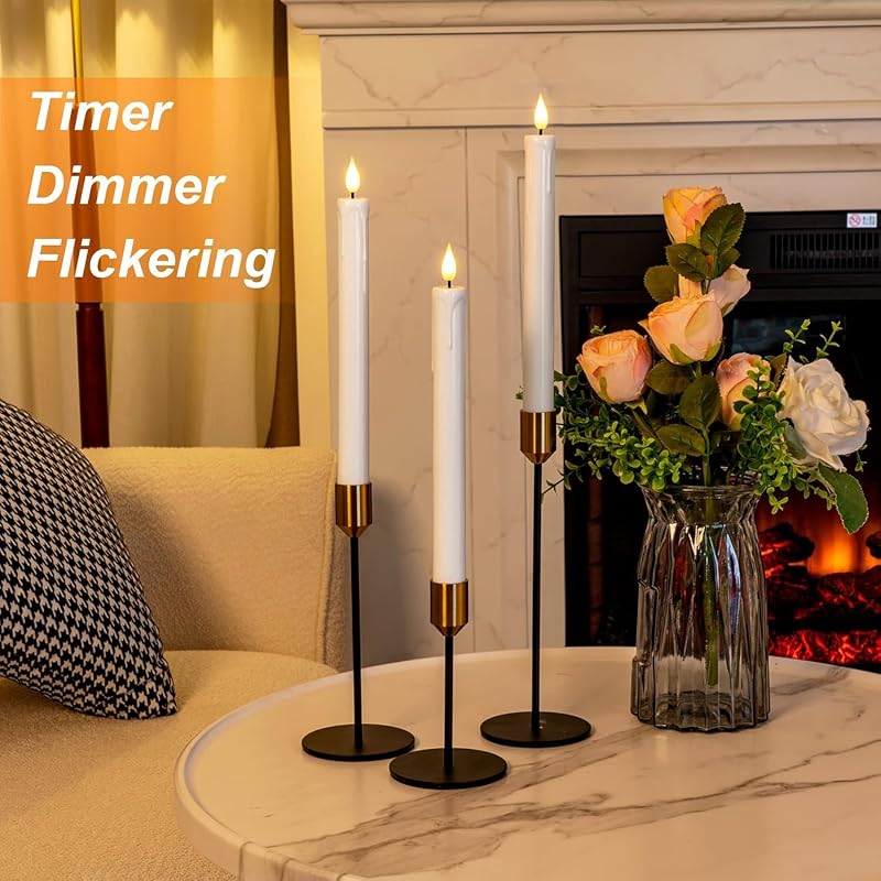 Lot de 6 bougies LED blanches sans flamme avec télécommande, bougies LED à piles, lumière 3D pour décoration de Noël