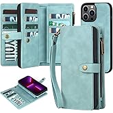 TwoHead for iPhone 13 Pro Max Wallet Case with Card Holder & Detachable Magnetic Phone Case, Leather All-Round Protection Phone Case Wallet for Women/Men,6.7 in, Blue