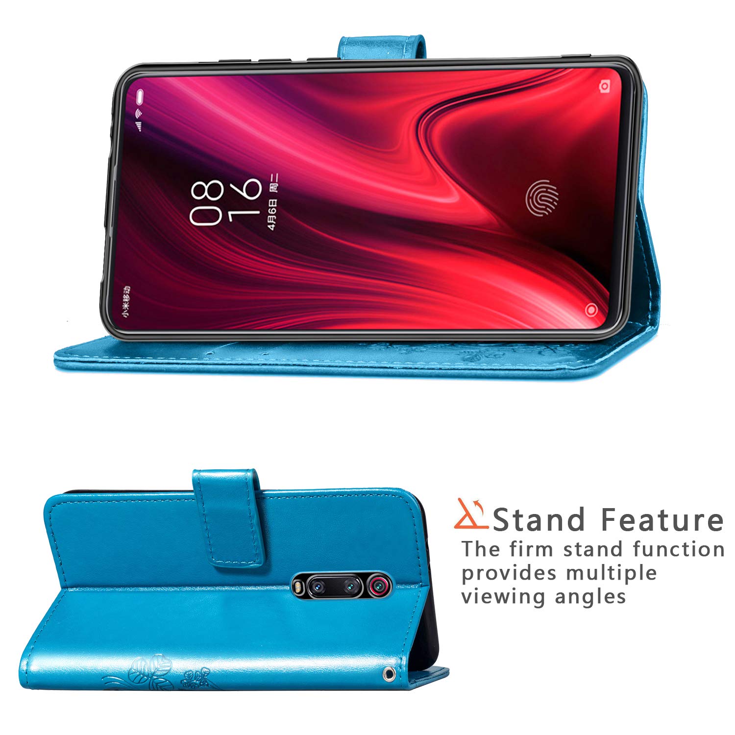 AILRINNI Coque pour Xiaomi Mi 9T, [Porte-Cartes de Crédit] [Fonction Support] [Fermeture Magnétique] Cuir Portefeuille Etui Flip Housse de Protection pour Xiaomi Mi 9T/Mi 9T Pro-Bleu