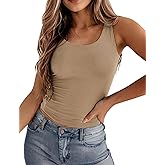 Zeagoo Women's Double Lined Square Neck Tank Top Sleeveless Basic Crop Tops Trendy Going Out Tops