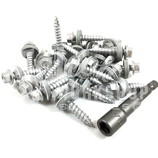 50, 6.3 x 60mm CORRUGATED TIMBER ROOFING CLADDING SCREWS 16mm RUBBER WASHER Amazon.co.uk DIY