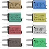 ATM Manual Resettable Fuse Low Profile Mini Blade Fuses 5A 6A 7.5A 10A 15A 20A 25A 30A Amp Automotive Circuit Breaker Fuses Reset Fuses Assortment Kit Boat Marine RV Car Truc DC 12V 28 Volts
