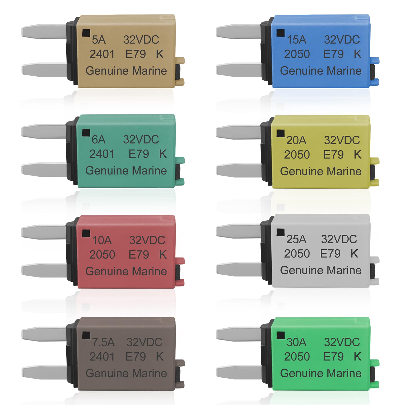 Photo 1 of ATM Manual Resettable Fuse Low Profile Mini Blade Fuses 5A 6A 7.5A 10A 15A 20A 25A 30A Amp Automotive Circuit Breaker Fuses Reset Fuses Assortment Kit Boat Marine RV Car Truc DC 12V 28 Volts