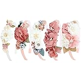 Dizila 5 Pieces Plastic Flower Headbands Floral Hair Bands Hoops Accessories for Toddlers Girls Kids Teens