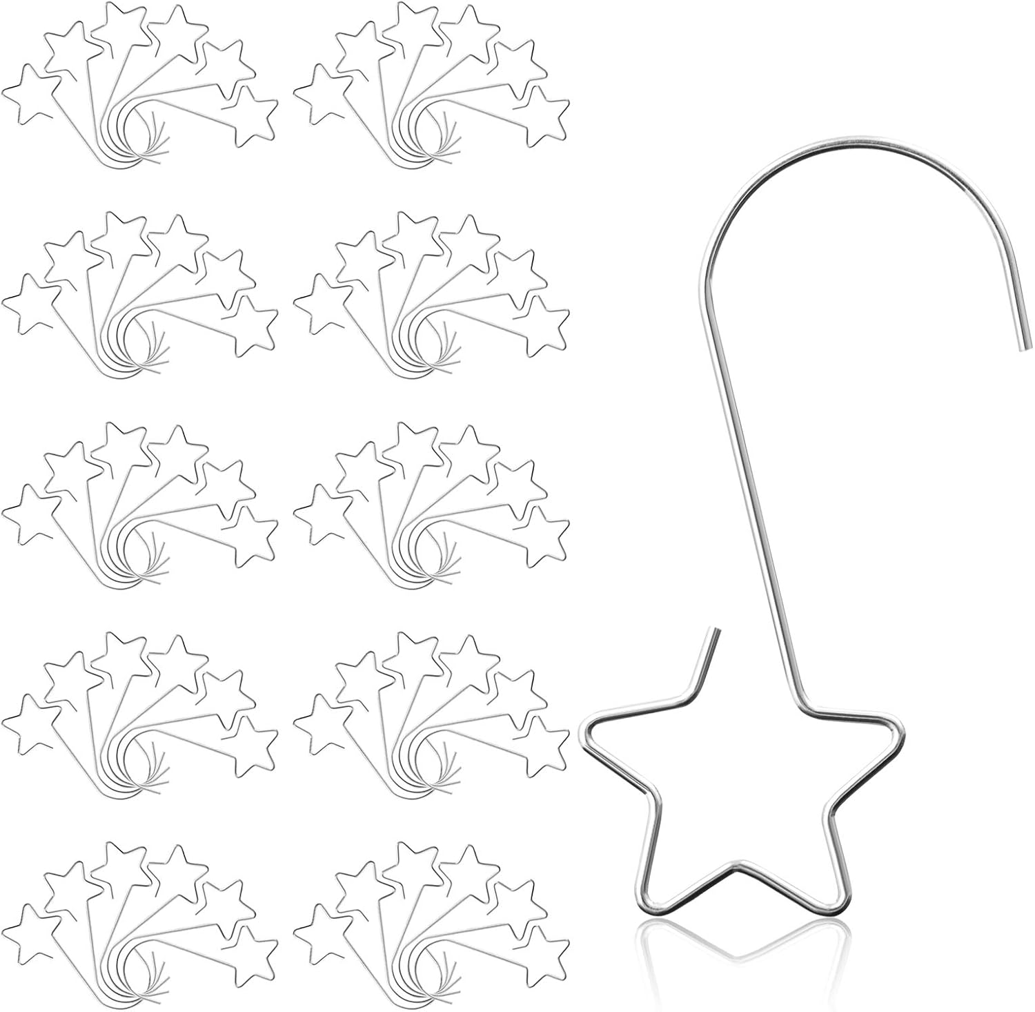 Ornament Hooks - Naler 50 Pieces Christmas Ornaments Hooks Stainless Steel Star-Shaped Hangers for Christmas Tree Ornaments Decorations, Silver, 2 Inch