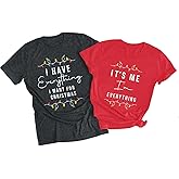 Christmas Couples His and Her Shirt: Family Matching Xmas Outfits Sets - Funny Holiday Graphic Pajamas Tees Top