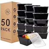Meal Prep Containers 50Pack - 34oz Food Storage Containers with Lids, Reusable Food Prep Containers, Disposable To Go food Containers for Takeout, BPA Free, Stackable, 1000ml, Microwave/Freezer Safe