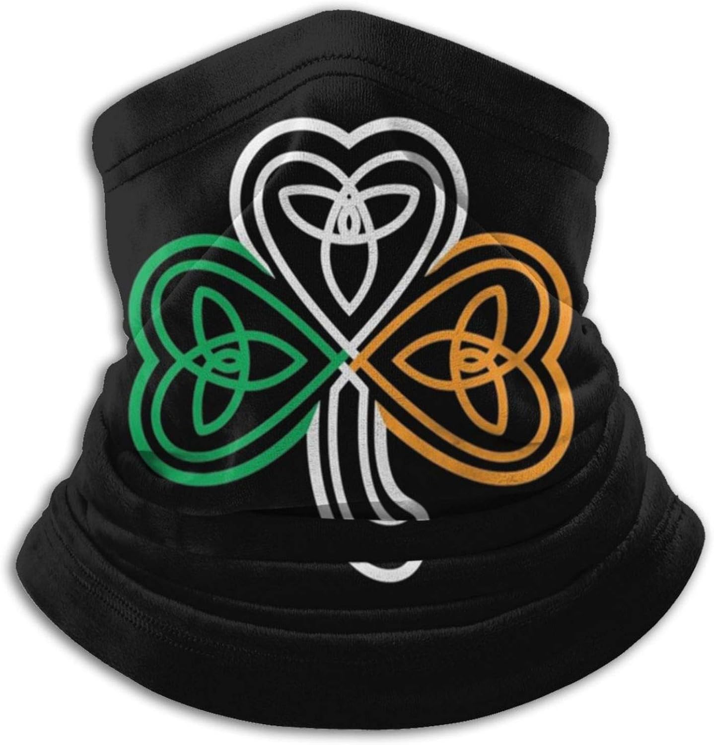 Ireland Flag Over A Celtic Knot Shamrock Neck Gaiter Balaclava