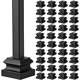 Moxweyeni 48 Pcs Iron Baluster Shoes for Square Staircase Balusters | Flat Base with Screws for 1/2 Inch Square Railing Spindles, Satin Black Finish, Fits Scroll Twist Knuckle Iron Balusters