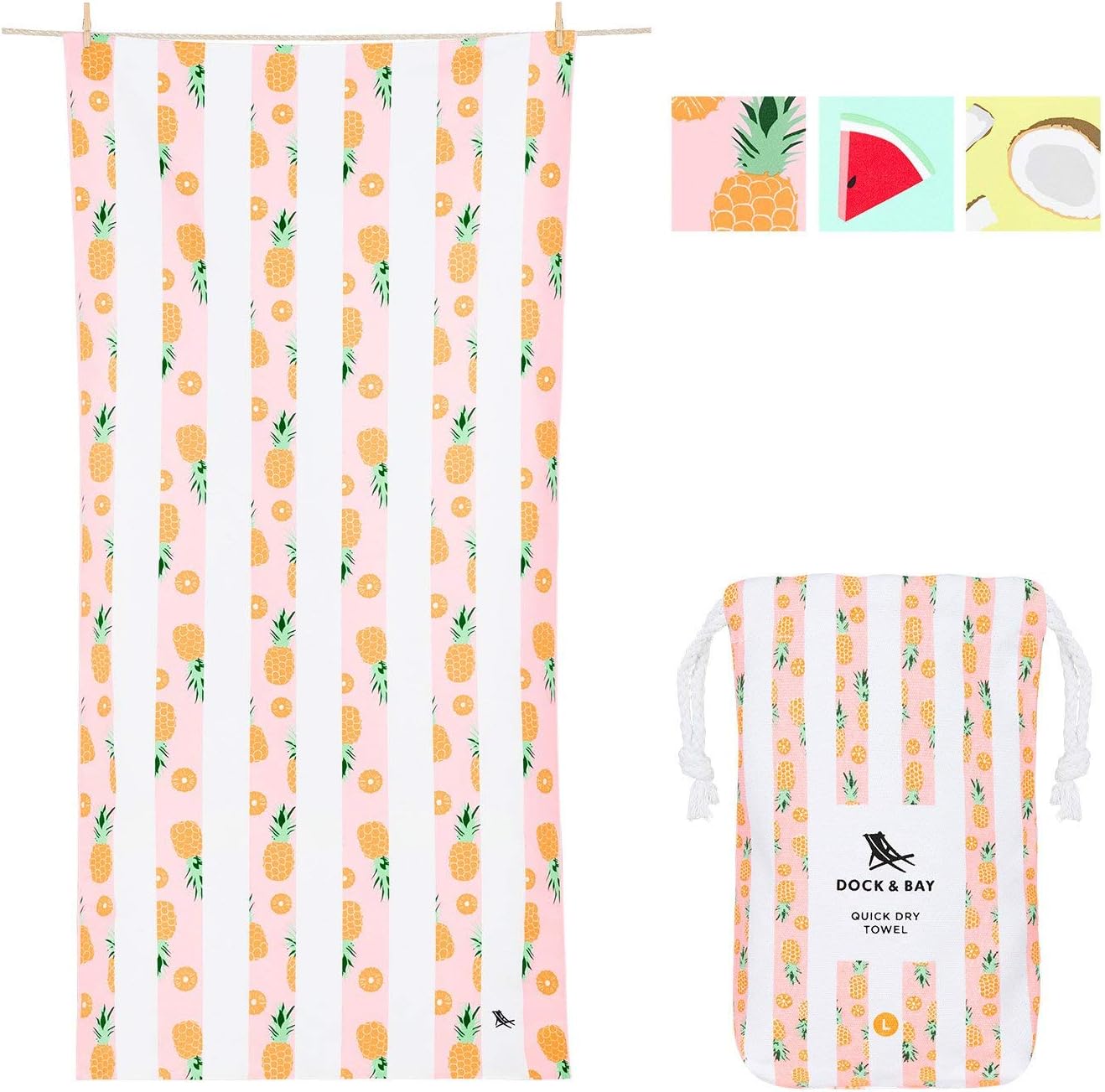 Dock & Bay Microfiber Beach Towel for Travel - Extra Large XL 78x35, Large 63x31 - Quick Dry