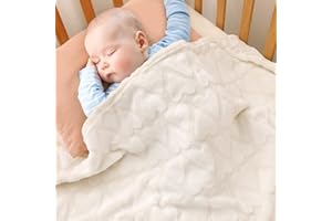 Bertte Plush Baby Blanket for Boys Girls | Swaddle Receiving Blankets Super Soft Warm Lightweight Breathable for Infant Toddler Crib Stroller - 33"x43" Large, Cream Hearts Embossed