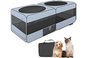 EIGHTEENTEK 2-in-1 Dog Playpen, 46.5'' Pop Up Cat Puppy Pet Playpen Indoor/Outdoor Cats Enclosed, Cat Dog Tent Crate Cage Kennel, Portable Playpen for Kitten, Small Animals Play Pen(Small, 46.5" Lx24 Wx17 H)