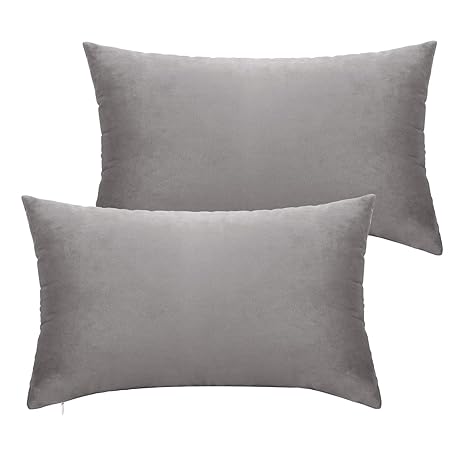 Lewondr Samt Kissenbezug 30x50cm, 2-Set Weiche einfarbige Moderne quadratische Kissen Hülle Zierkissenbezüge für Wohnzimmer, 