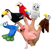 JUSTQUNSEEN 6pcs Bird Finger Puppets Set, Cute Animal Puppet for Role-Playing Mini Hand Puppets Suitable for Kids,Bird Animal Puppets for Storytelling, Realistic Finger Puppet for Toddlers