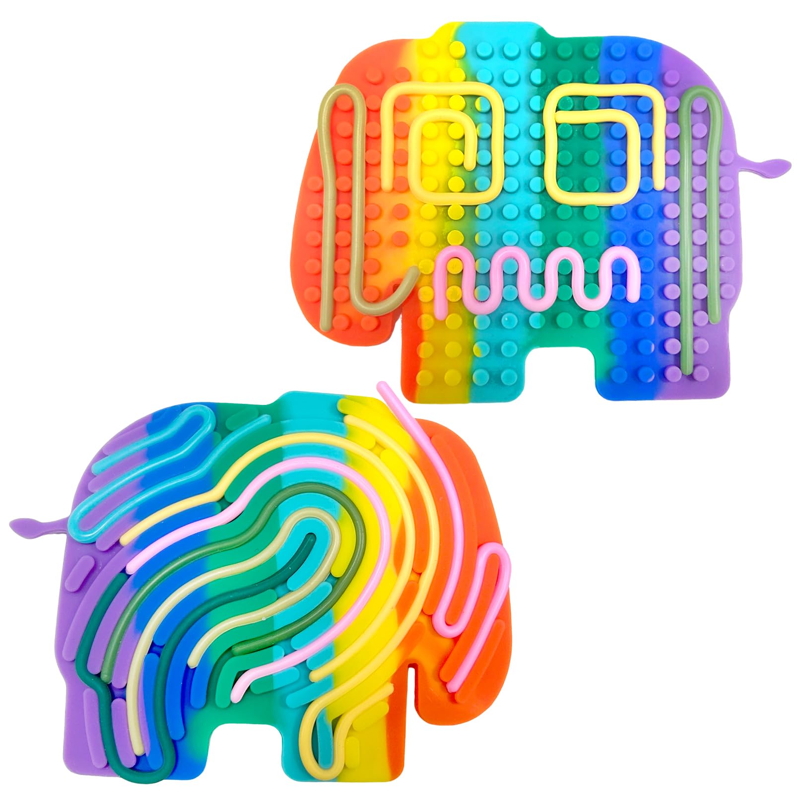 Felicify Push Peel Sensory Board, Sensory Activity Board with 11 Strings, Silicone Fidget Toy, Double Side Fidget Board, Sensory Toys for Kids and Adults with ADHD ADD OCD Autism (R-Elephant)