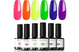 modelones Neon Gel Nail Polish - Summer 6 Colors LGBT Gel Polish Set Hot Pink Orange Bright Nail Polish Yellow Green Purple LED Gel Nail Kit Popular Nail Art DIY Manicure Gifts DIY Salon
