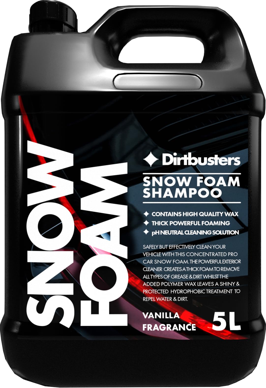 Dirtbusters Snow Foam Car Shampoo And Wax, Powerful Thick Foam Pre Wash Car Cleaner, Non Caustic & Safe Suitable For Cleaning All Vehicle Exteriors, Vanilla (5L)