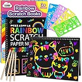 ZMLM Scratch Paper Art-Crafts Gift: 2 Pack Rainbow Notebooks Supplies Toys | Art Crafts for 3 4 5 6 7 8 9 10 11 12 Years Old Girls and Boys Kids Birthday Halloween Christmas Party Games Activities