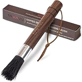 TAKAVU Coffee Grinder Brush, Natural Boar Bristle, Espresso Barista Cleaner | Cleans Group Heads, Shower Screens, Portafilters, Scoops &amp; Tampers, Dusting Tool for Espresso Machines