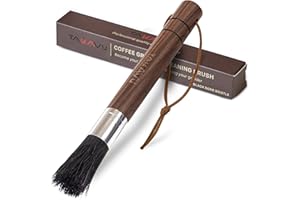 Takavu Coffee Grinder Cleaning Brush, Barista Brush with Black Boar Bristle, Espresso Machine Cleaner Tool, Brista Dusting Accessories Used on Group Heads, Shower Screen, Portafilter, Scoop, Tamper