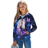 PJHEQOXE Girls Oversized Zipper Hoodies Sweatshirts Kids Fashion Casual Outfits Fall Winter Jacket Clothes 6-14 Years