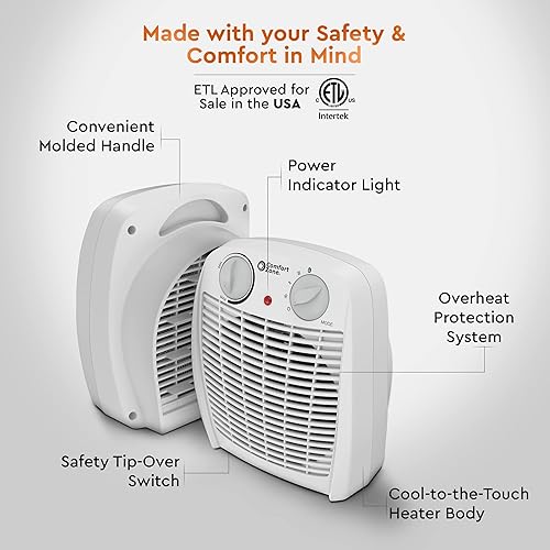 Fans For Home Comfort Zone 1500W Space Heater Adjustable