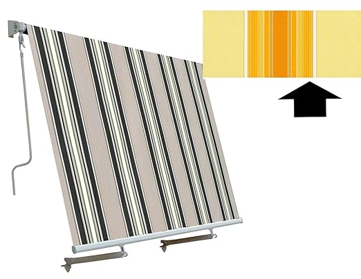 Sangiorgio Tenda Da Sole Rullo A Caduta Giallobianco 3x25 Mt Senza Cassonetto 300x250 Con Bracci Balcone