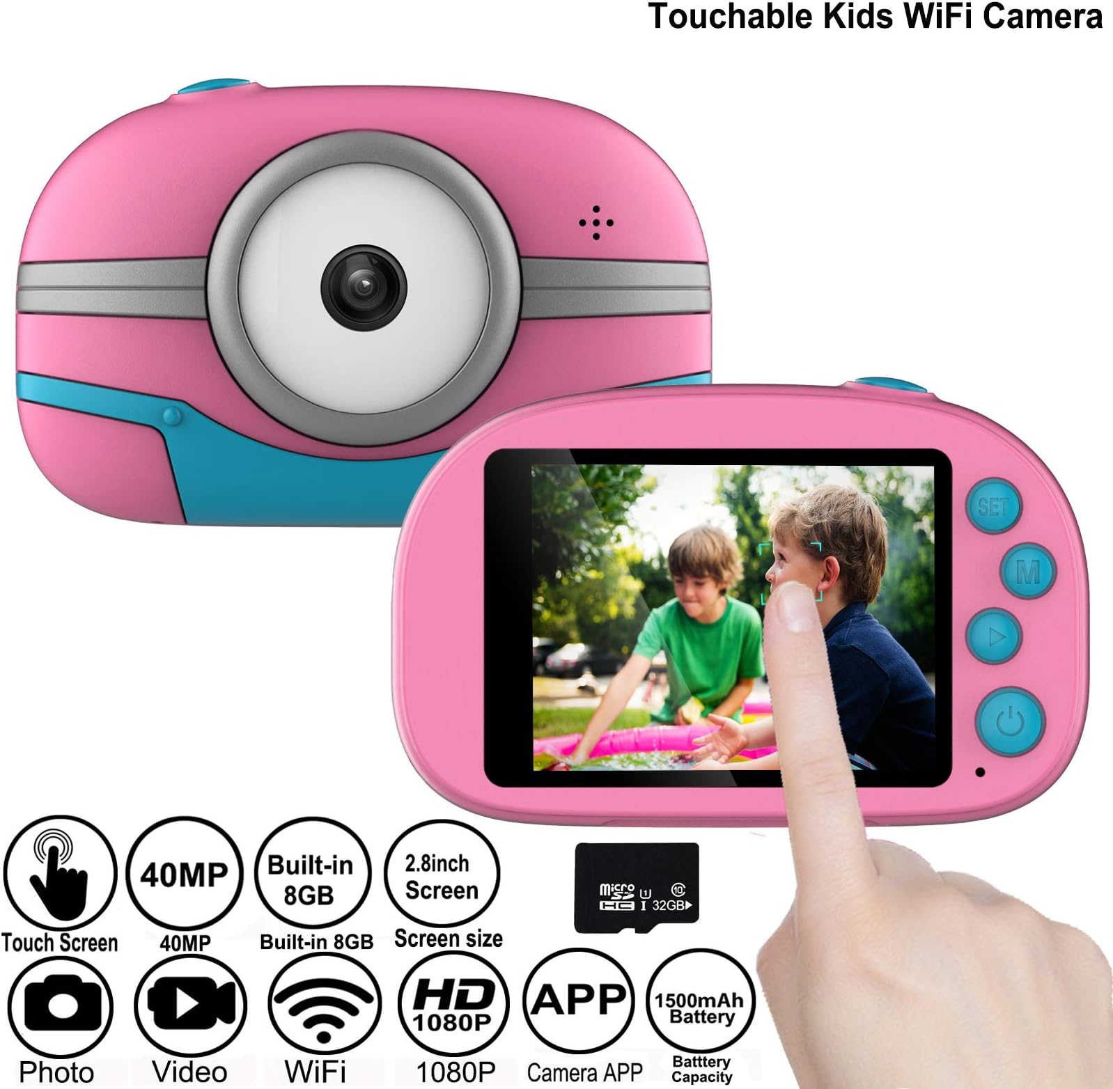 Gurmoir Touchable Kids Camera, 2.8 Inch Touch Screen Children Camera.Best Gifts for Boys/Girls.40MP HD 1080P Kids Video Camcorder (with 32GB Micro SD Card)
