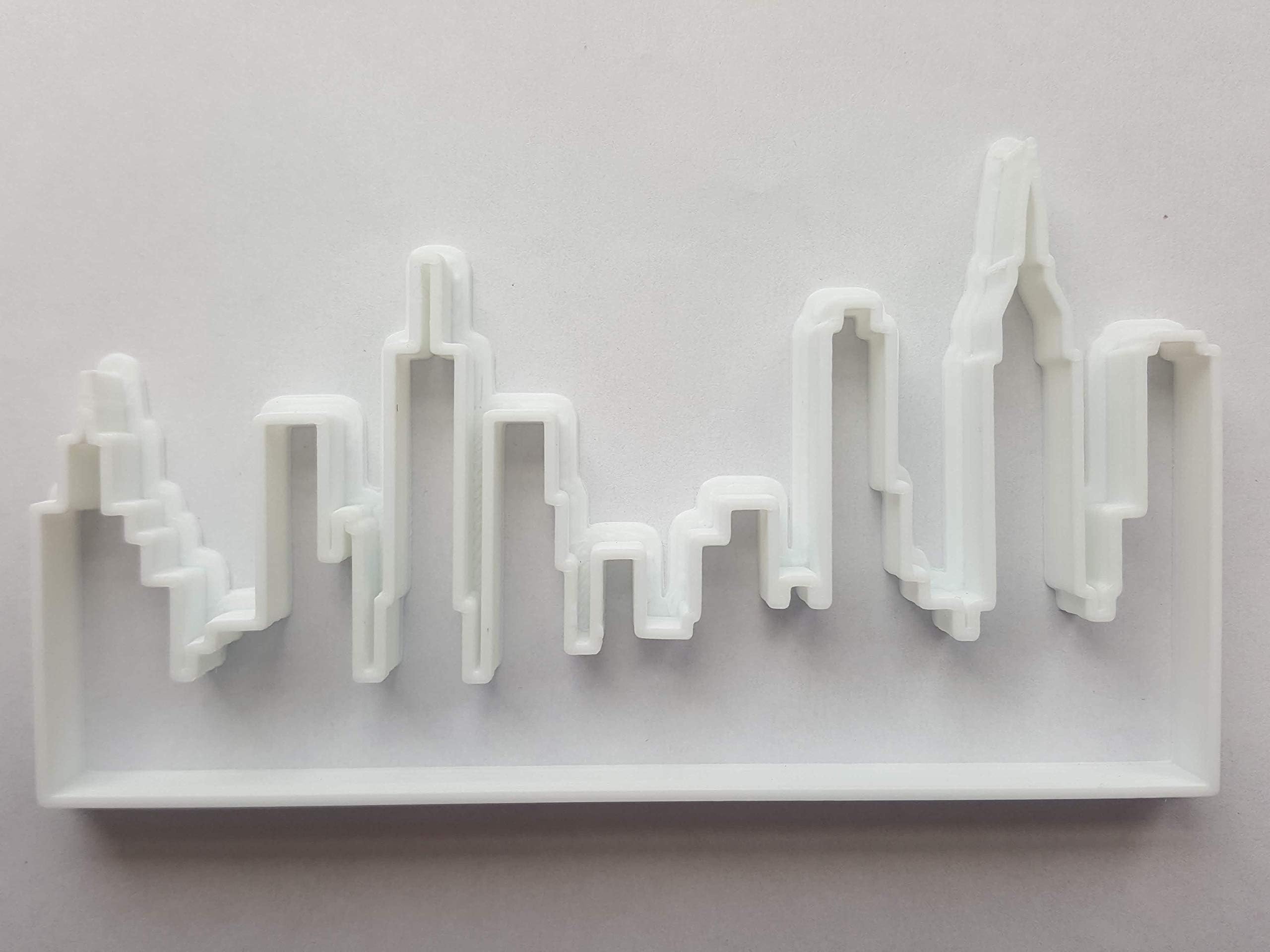 City Skyline New York Shape Cookie Cutter Dough Biscuit Pastry Fondant Sharp Stencil NY The Big Apple Cityscape Horizon Outline - Large