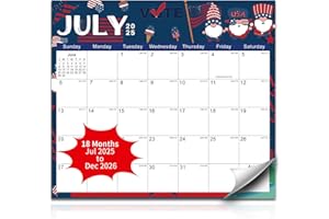 KURAOYAN 2025-2026 Magnetic Fridge Calendar 18 Monthly Magnetic Calendar for Refrigerator 2025-2026 Wall Calendar Planner Runs from July 2025 Until December 2026 Easy Organizing Markers Tearable (Festive)
