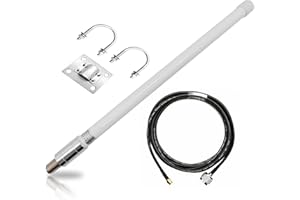 TENMORY 1090MHz 978MHz Dual Band ADS-B Antenna N-Type Female Outdoor 5dBi Fiberglass Antenna + 10ft N-Male to SMA-Male Extension Cable