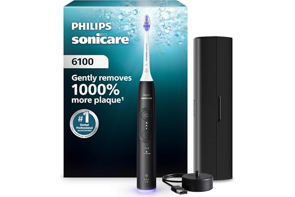 Philips Sonicare 6100 Series Electric Toothbrush - Next-Generation Sonicare Technology, Pressure Sensor, 6 Brushing Settings,
