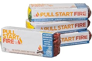 Pull Start Fire Pull String Firestarter | No Matches Required, Fire Starts in Seconds | for Campfires, Grill, Fireplace, BBQ | Lights Wet Wood, Easy to Use, Food Safe and Weather Resistant | 4 Pack