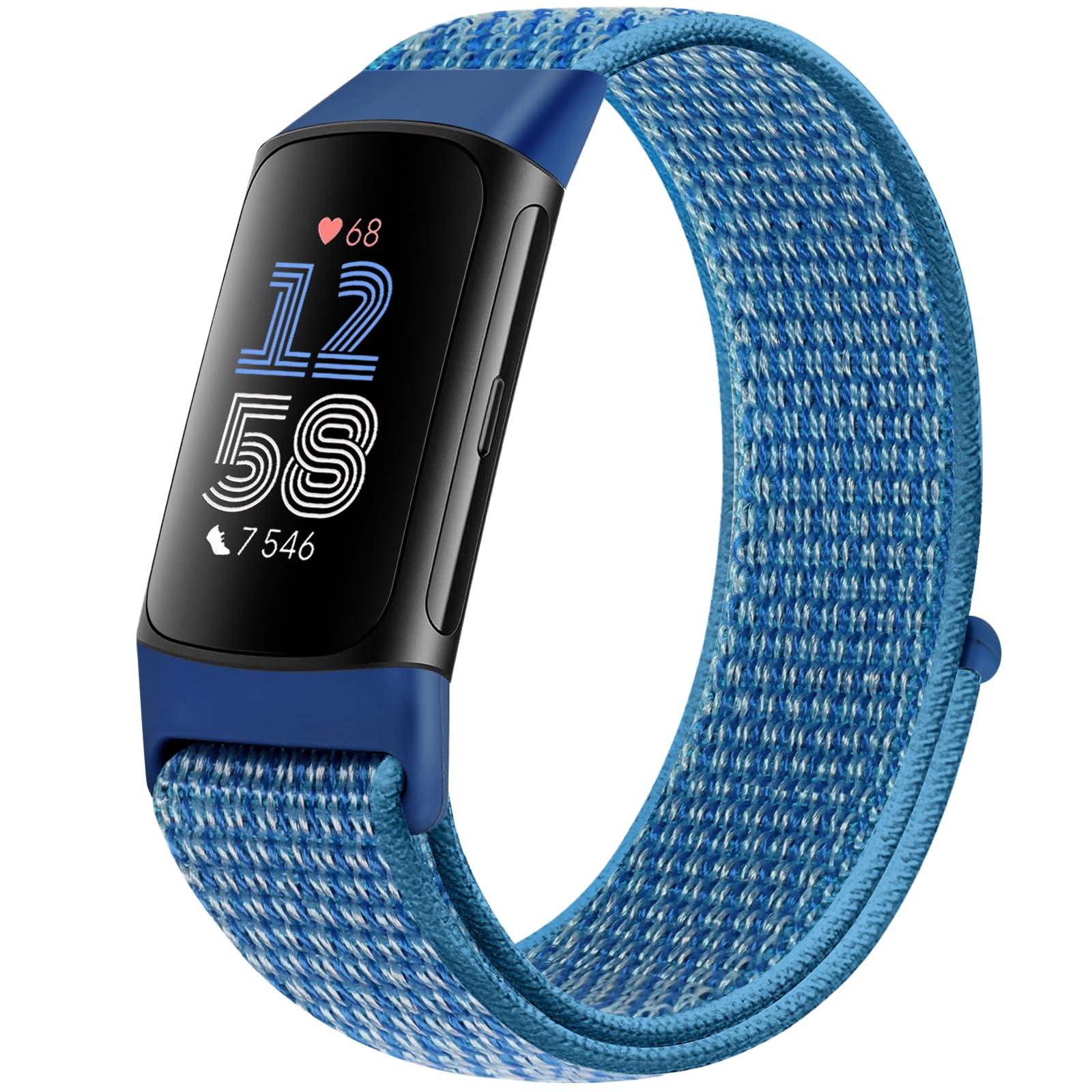 Runostrich Sport Loop Nylon Watch Straps Only Compatible Fitbit Charge 5 Strap, Adjustable Breathable Replacement Soft Nylon Loop Wristband Unisex Charge 5 Advanced Fitness Tracker, Cape Blue โ image 1